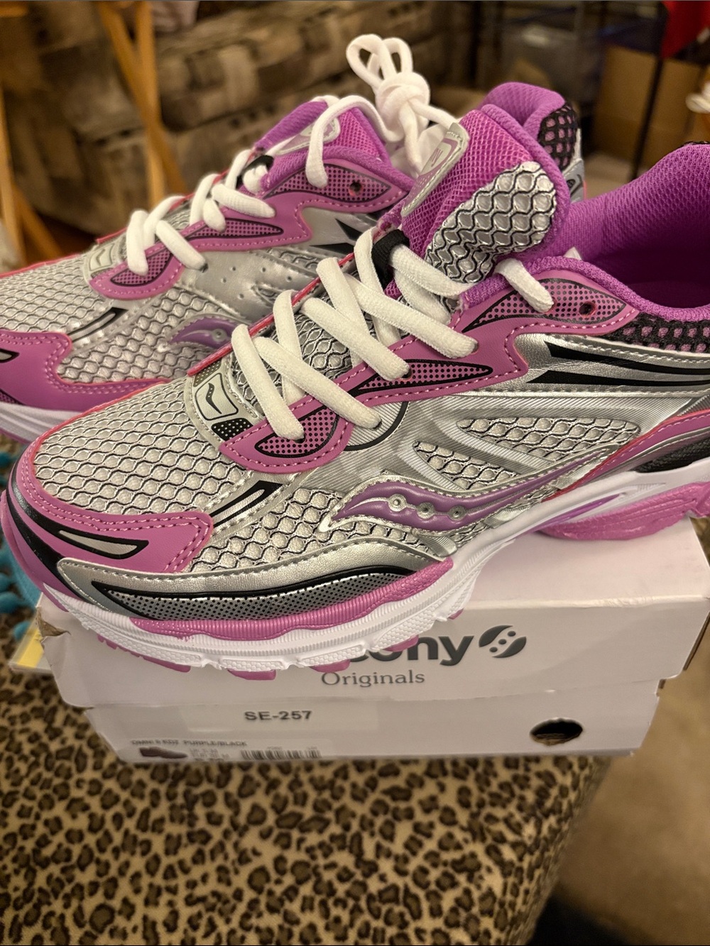 Saucony Silver and Pink Women's Running Sneakers new in box never worn size 6